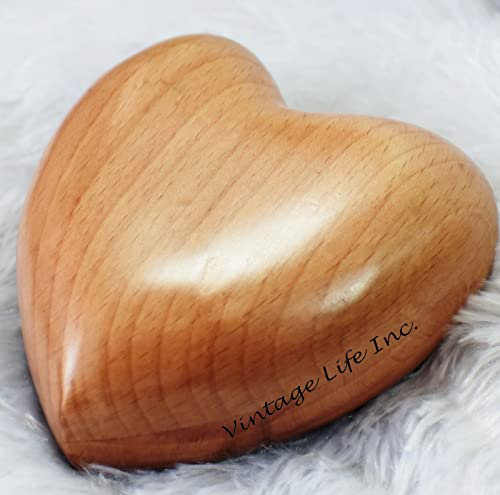Urne funéraire en bois en forme de cœur pour cendres | Urne funéraire, souvenir pour cendres | Urne funéraire en bois beige pour animaux domestiques et cendres humaines (10,2 x 10,2 x 10,2 cm)