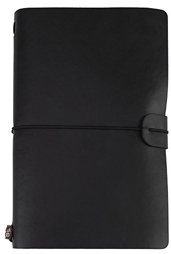 quaderni di Viaggio,Quaderno Vintage in Pelle PU, diario Viaggio Ricaricabile Vintage, Blocco Note Personalizzato A6 Classico Rilievo per Donne Uomini Ragazze, 8.2 x 5 Pollici(Nero)