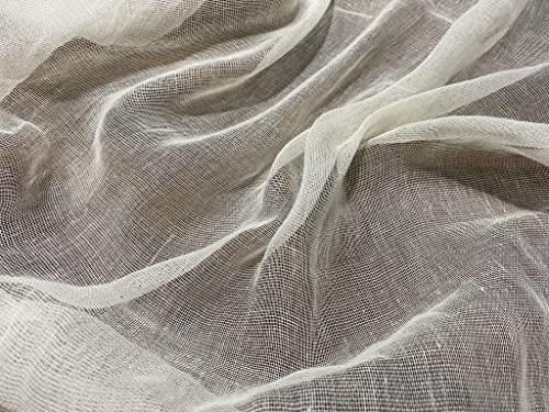 Mull - Cortinas de gasa de tela 100% algodón sin blanquear, aspecto de lino, camino de mesa de boda, 140 cm de ancho, color crema crudo (por metro)