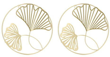 2 Pezzi 26,5 Cm/10,4 Pollici 3D Stereo Ferro Foglia di Ginkgo Decorazione da Parete Decorazione da Parete Dorata Decorazione da Appendere Dorata Arte Scavata Scultura Floreale Ornamento Per Camera da