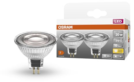 OSRAM Niedervolt-LED-Reflektorlampen MR16 mit Retrofit-Stecksockel. Produkteigenschaften: LED-Alternative zu Niedervolthalogenlampen, 2-pack, 2700k Warmweiß