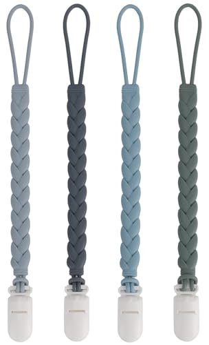 Aikeis Confezione da 4 eleganti morsetti per capezzoli in silicone per ragazzi e ragazze per morsetti in plastica per alleviare il dolore alla dentizione (grigio chiaro, grigio scuro, blu, verde)