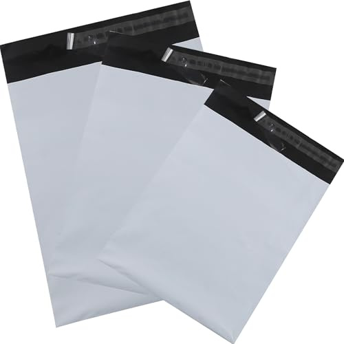 HVDHYY Enveloppe Plastique Sacs d'expédition Plastique Expédition en 3 Tailles Sac Colis Envoie 25 * 35cm/32 * 45cm/35 * 50cm Vinted Auto-adhésif,Opaque, Imperméable et Inviolable Blanc 30pcs