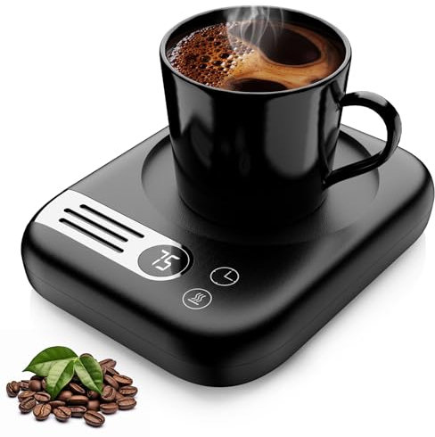 Coikes Chauffe Tasse Portable Chauffe Tasse à Café avec 3 Réglages de Température, 2-12H Arrêt Automatique Chauffe-Tasse Intelligent pour Bureau Maison Chauffe-Café pour Café, Cacao, Thé, Lait
