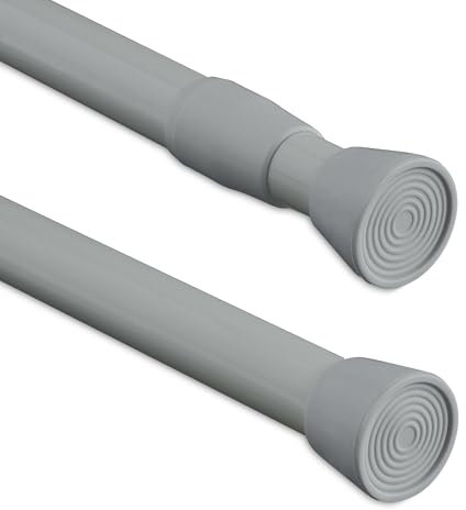 Relaxdays Barra Cortina Extensible, 66 - 110 cm, Palo Presión Ducha, Visillos, Acero Inoxidable, sin Taladrar, Gris
