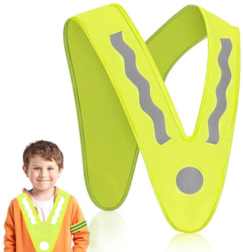 AOOTUERL Gilet de sécurité réfléchissant pour enfants, gilet réfléchissant haute visibilité en forme de V pour enfants, pour le cyclisme, la course de nuit, la promenade du chien, le jogging