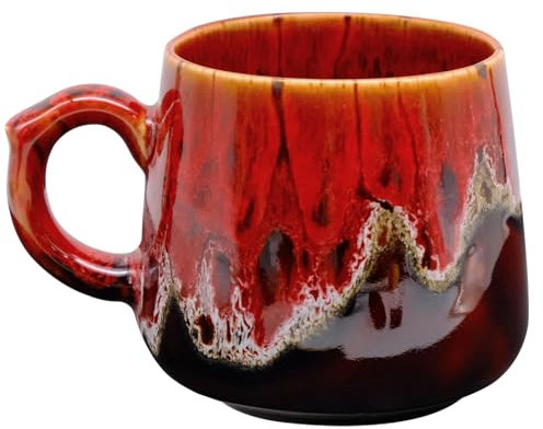 Fahibin 350 ml Taza de café de cerámica, Taza de Café de Gres Con Asa,Taza De Cerámica Vintage,tazas de té rústicas para oficina y hogar Para Leche, Latte, Capuchino, Café