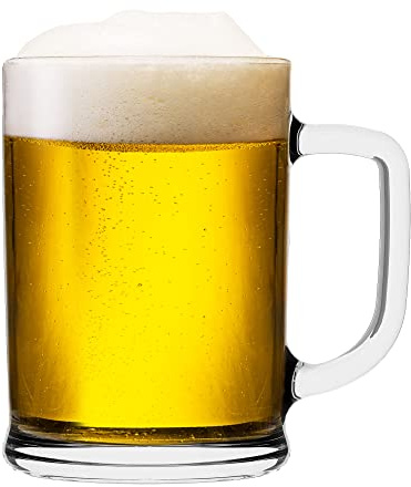 Glasset Birra - Boccale da birra in vetro, 0,5 litri, set da 1 pezzo con manico maneggevole, 0,5 litri, bicchiere da birra, bicchieri da birra da 0,5 pezzi, bicchieri da birra, bicchieri da birra in