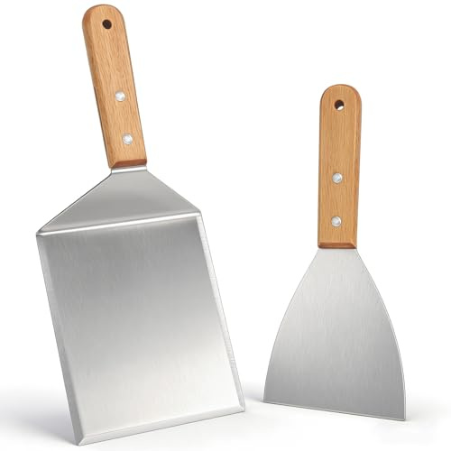 2 Pezzi Spatola Paletta Cucina Spatola per Pizza Cucina Attrezzi Spatola Barbecue Inox per Hamburger Pizza Grill Teppanyaki