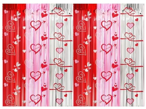 Lyivisk 2 Tende Lametta Rosse Metallizzate 1m x 2m Decorazione per Festa Compleanno Halloween Natale Carnevale