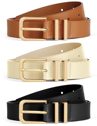 Vicloon Ceinture Femme, 3PCS Ceinture élégant pour Femme avec Boucle Dorée, 110cm Ceintures Femmes pour Jeans Robes Pantalons