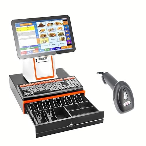 Pack Caisse Enregistreuse Tactile pour Petit Commerce, Processeur i5 8Go, WiFi 5GHz, Imprimante Tickets et Tiroir-Caisse, Solution Hardware Uniquement(White,58 Tooth Gear Printer)