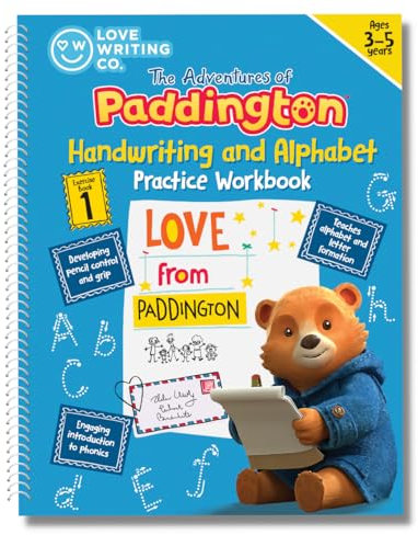 Love Writing Co. PADDINGTON™ - Libro di attività per imparare a scrivere l'alfabeto e la scrittura a mano, età 3-5 anni, controllo della matita, pratica dell'alfabeto, fonica [rilegato ad anelli] 56