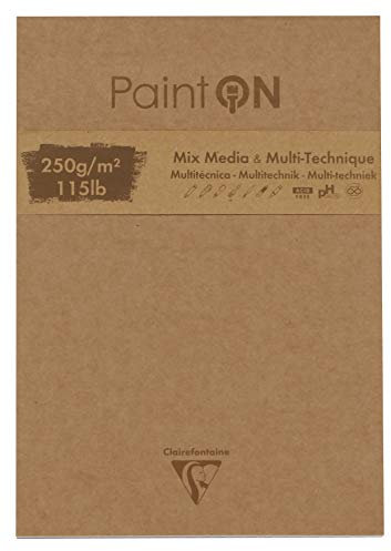 Clairefontaine 975173C Block Paint'On (50 Blatt, kopfseitig geleimt, 250g, 17,6 x 25cm) 1 Stück farbig sortiert