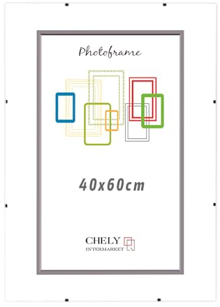 CHELY INTERMARKET MOD300 Marco Portafoto Clip Metacrilato Sin Borde Moderno 40x60cm Montaje Vertical Horizontal Decoración Posters Carteles Oficinas Galerías Color Transparente Incluye 1 Unidad