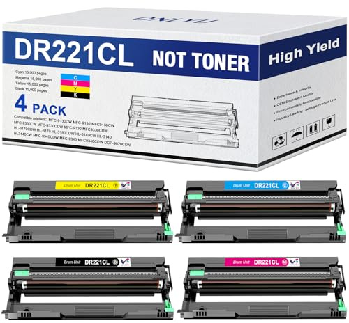 ONLYU Compatible DR221 Drum Unit (NOT Toner) Replacement for Brother DR221CL DR-221CL DR221 DR 221 CL for Brother MFC-9130CW MFC-9330CW HL-3170CDW HL-3180CDW HL-3140CW MFC-9340CDW Printer (4 Pack)