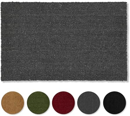 Carpido Halkfri kokosdörrmatta - antibakteriell dörrmatta för utomhusbruk täckt - hållbar naturfiber - 100% kokosnöt 65 x 97 cm grå