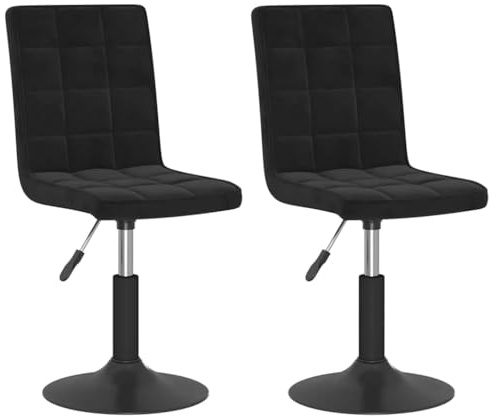 vidaXL Chaises pivotantes à Manger Lot de 2 Noir Velours