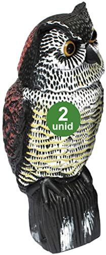 Biotop, B2400A, Pack de 2 Búhos Espantapájaros - Giran la Cabeza con el Viento - No Necesitan Pilas.