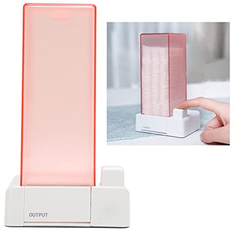 Cotton Pad Holder - Automatic Dispenser for Makeup and Bathroom Storage, Pink Transparent PC Box, Organizer Jar with Easy Access Design