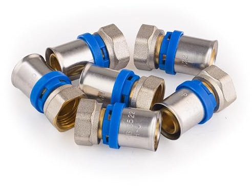 Raccordo dritto femmina Ø20 con dado girevole 1/2' multistrato a pressare (x6) | Connessione resistente e durevole | Ideale per impianti idraulici | Facile installazione | QUICK PLOMBERIE