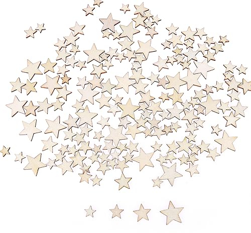 VIKY® 500 Stück Streudeko Holz sterne, Holzsterne zum Basteln, Streudeko Hochzeit Tisch Deko, Holz Deko Stern für DIY Handwerk, Geburtstag, Gästebuch, Beschriften, Wooden Sterne Decoration, 4 Größen