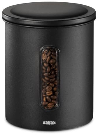 HAMA | Pot de stockage de café en acier inoxydable (pour stocker du café moulu 700g et en grain 500g, hermétique, adapté pour n'importe quel type de produit) Couleur noire