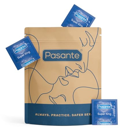 Pasante Super King Size Condoms | Super Wide and Long | Large Size XL | in Resealable Pouch (12 Pack)