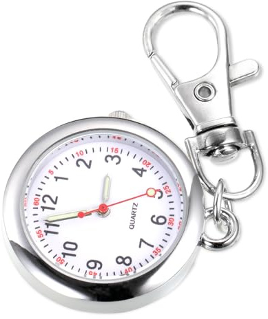 Karabineruhr Taschenuhr mit Schlüsselanhänger Krankenschwester Uhr Schwesternuhr Quarzwerk Pflegeuhr Quarzuhr Pflege Pulsuhr Taschenuhren für Damen Ärzte Krankenschwestern Sanitäter Köche (Silbern)