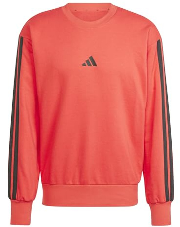 adidas Homme Essential Three Stripes French Terry Sweatshirt, Pure Ruby/Black, S