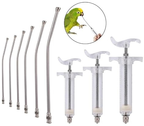 Andowns Manual Feeding Rearing Gavage Crop Needle Curved Medication Tube Cage Birds Mice Parrot Feeding Syringe (50 ml)