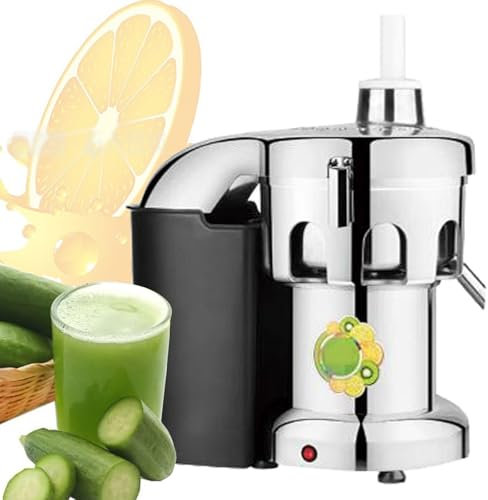 LXWKAI Extractor de Jugo Comercial con balde para orujo, Motor silencioso, máquina exprimidora centrífuga de prensado en frío para Frutas y Verduras, Rendimiento de Jugo del 90%