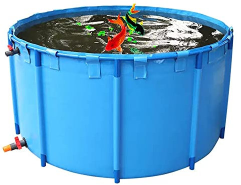 Bassin de piscine d'aquarium avec vanne de vidange, réservoir de stockage d'eau portable, piscines enterrées, bassin à poissons en toile PVC avec support, structure solide pour l'aquaculture