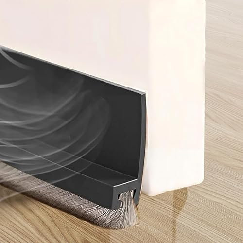 Cotensta 100cm Black Door Draught Excluder, Door Seal for Protection from Sound, Cold, Moisture and Insects Silicone, Brush Seal for Doors, (black)