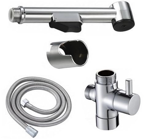 GisWell bidé handdusch set, justerbar WC dusch för toalett, vattenbesparande, med hållare och omkopplingsventil dusch, för rengöring av kropp, toalett, badrum och mer