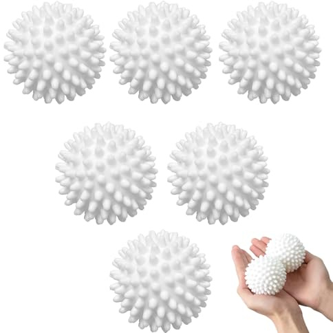 6 Stücke Trockner Ball, Wiederverwendbare Dryer Balls, Waschkugel für Waschmaschine, Wäsche Wäschetrockner Trocknen Ball, igelball, Trocknerkugeln für Trockner und Wäschetrockner
