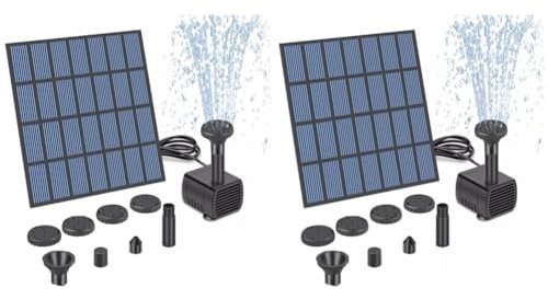 AZURAOKEY Bomba de fuente solar 2025 actualizada, bomba de fuente de agua con energía solar con boquillas kit de bomba de estanque de fuente solar para baños de pájaros peces de jardín
