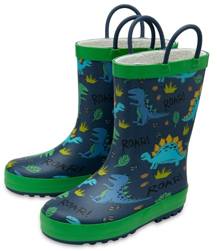 NorthSole Kids Wellies Boys & Girls Childrens Rubber Wellington Boots - Dinosaur II - UK 8