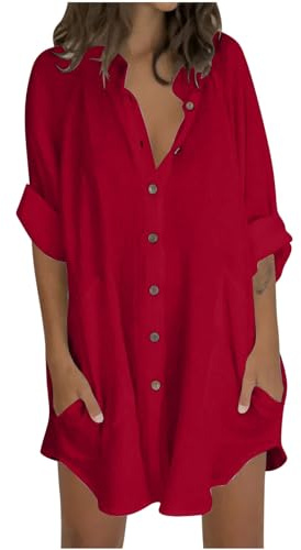 Chemisier Femme Chic et Élégant Chemise en Lin Respirant Haut Décontracté Couleur Unie Chemisiers et Blouses T Shirt Manche Longue Grande Taille Tunique Longue Blouse Casual Liquette