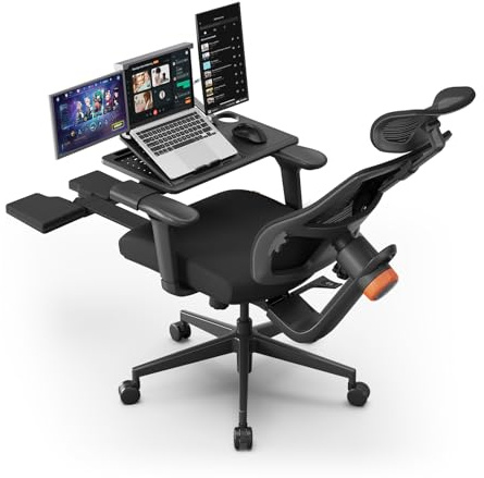 Newtral MAGICH-BP Sedia Ufficio Ergonomica con Poggiapiedi, Sedia Scrivania Poltrona Ergonomica con Braccioli Regolabile, Ergonomic Office Chair (MAGICH-BP con Tavola staccabile, Nero)