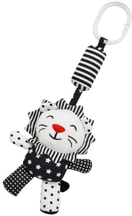 HAWILLOSCH Mobile Berceau Noir et Blanc avec Suspendu Animal Hochet Éveil Né Stimulation Visuelle et Sonore Éveil pour Garçon Fille