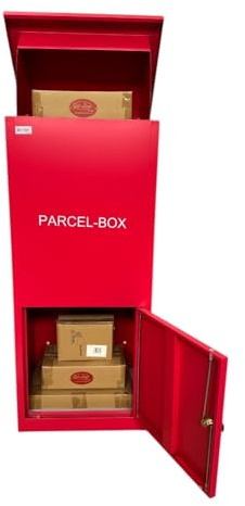 Jet-Line® | Paketbriefkasten rot | Großer Briefkasten mit Paketfach | Diebstahlsicher, Metall Paketbox für Pakete Post, Wand- oder Bodenmontage | Paketbox Metall 99,5x35x45,5