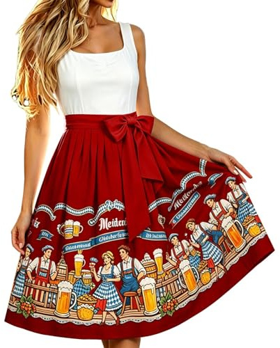Dirndl förkläde enkelt dirndlförkläde med rosett, kostymmode, dirndlförkläde, kostymförkläde med knytband, Dirndl-förkläden kvinnor för Oktoberfest outfit bayerska festtillfällen