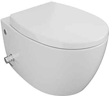 Aqua Bagno | Taharet Toilette mit Dusch-WC, Toilette mit Bidet-Funktion/Duschfunktion, Hänge-WC, Wand-WC | 51 cm lang