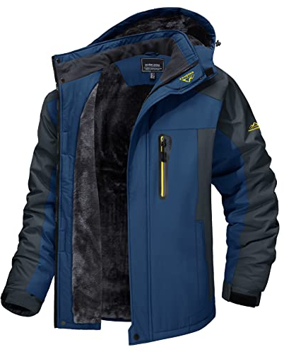 MAGCOMSEN Parka de invierno para hombre, forrada, chaqueta de snowboard, chaqueta de esquí softshell, chaqueta de invierno para hombre, chaqueta de lluvia, chaqueta de esquí cálida, chaqueta