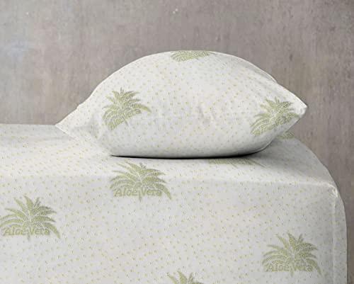Banzaii Coprimaterasso Aloe Vera Matrimoniale 170/180 cm x 190/200 cm, Proteggi Materasso Anallergico Antiacaro e Traspirante, Elasticizzato con angoli 30 cm, Made in Italy