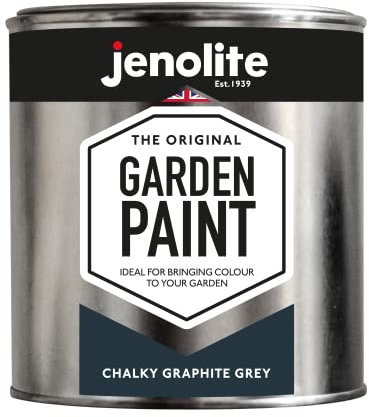 JENOLITE Garden Paint Chalky Graphite Grey - Ideal for Garden Furniture & Ornaments - use on wood, metal, plastic, stone, ceramic - 1 Litre (RAL 7016)