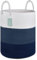 BOSROTY Large Blanket Basket, Tall Laundry Hamper 65L, Nursery Basket with Handles for Storage Toys Clothes Towels, Cotton Rope Woven Organiser, 40 x 50 CM, White & Cadet Blue & Navy Blue