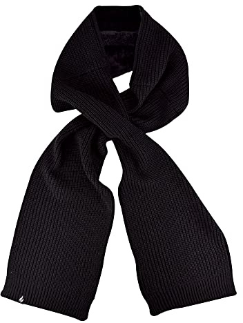 HEAT HOLDERS Mens Windproof Fleece Winter Scarf Thermal Cosy Black Scarves for Cold Weather (One Size, Black)