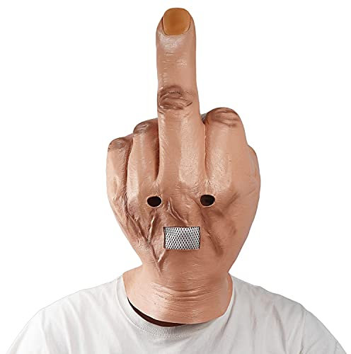 Infinity Gauntlet Middle Finger Mask Adults Creepy Realistic Middle Finger Halloween Costume Mask Full Head Latex Mask Cosplay Party Props